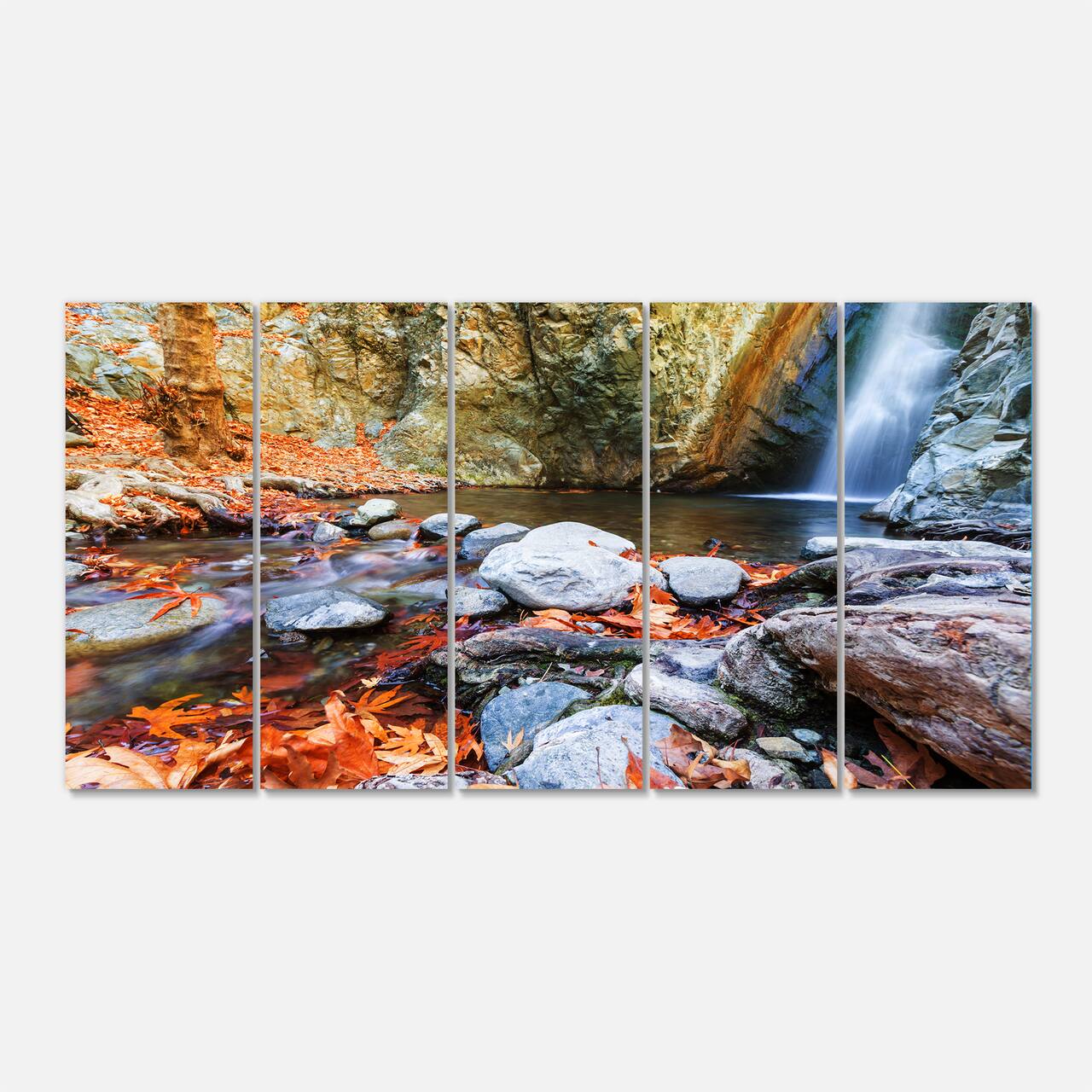 Designart - Beautiful Serenity Waterfall in Cyprus - Landscape Wall Art on Canvas